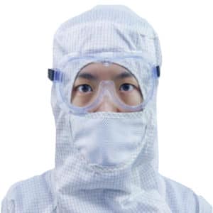 Man wearing protective gear and protective goggles