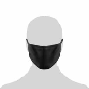 Black polyester/spandex blend basic facemask on silhouette